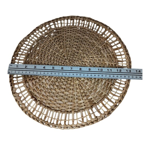 Set Of Four Brown Woven Rattan Placemats Charger Plates Open Weave Design 13" - Picture 5 of 11